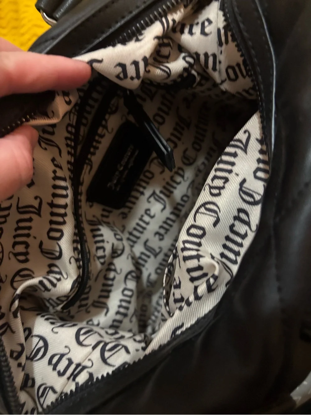 Juicy Couture Black Quilted Satchel with Chain-Detail Strap